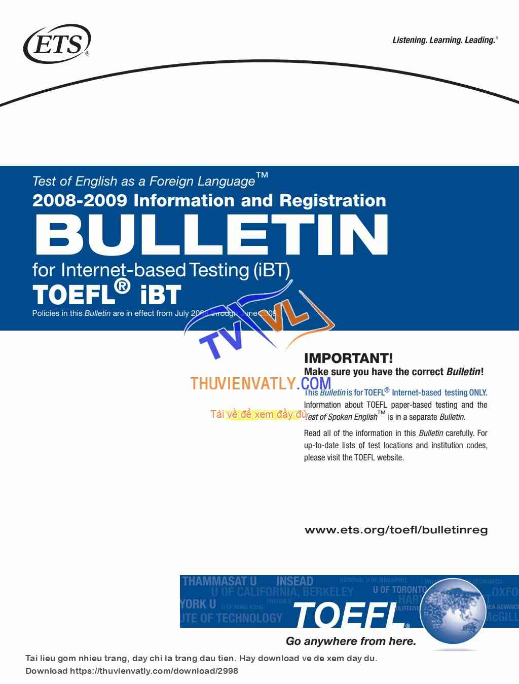 TOEFL IBT Bulletin 0809