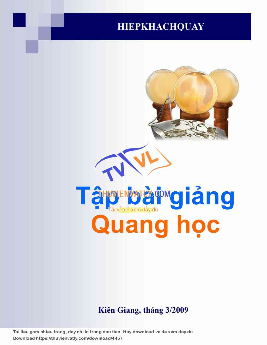 Bài giảng Quang học (Ver. 2009)