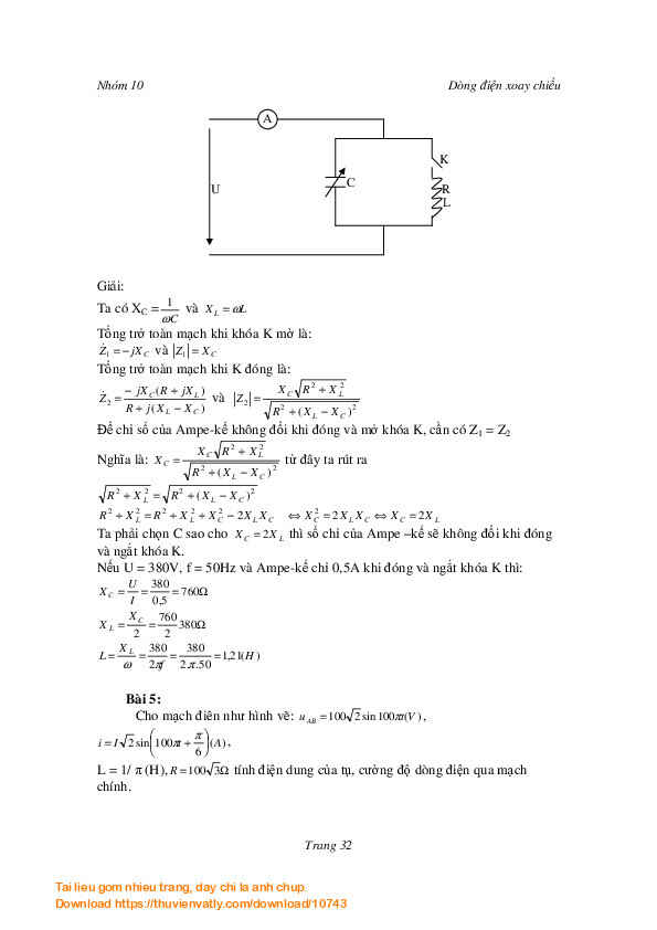 Số phức - giải toán dòng điện xoay chiều