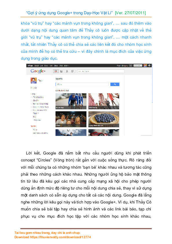 Gợi ý ứng dụng Google+ trong Dạy-Học Vật Lí