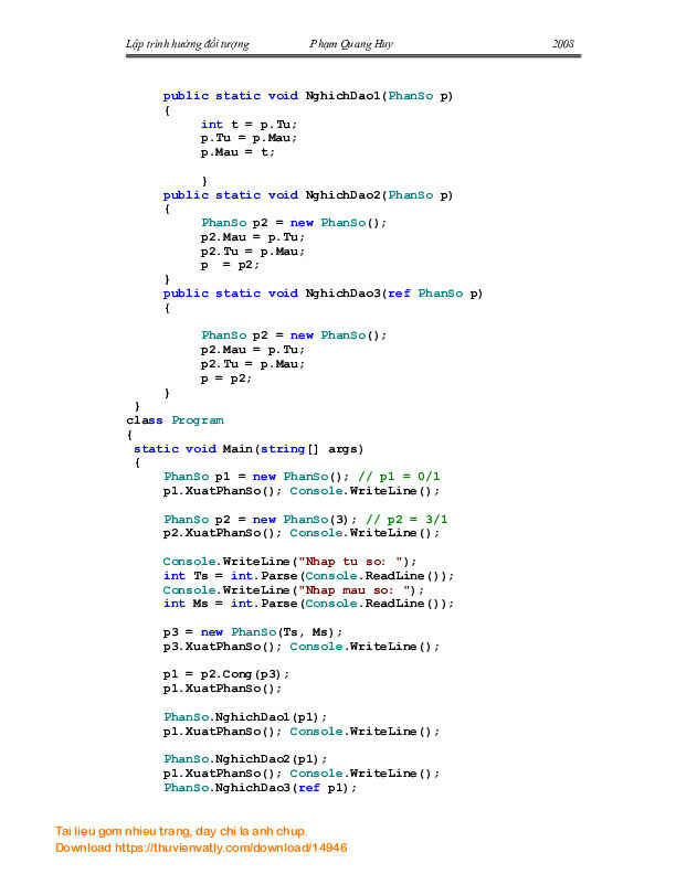 Giáo trình Lập trình hướng đối tượng C#