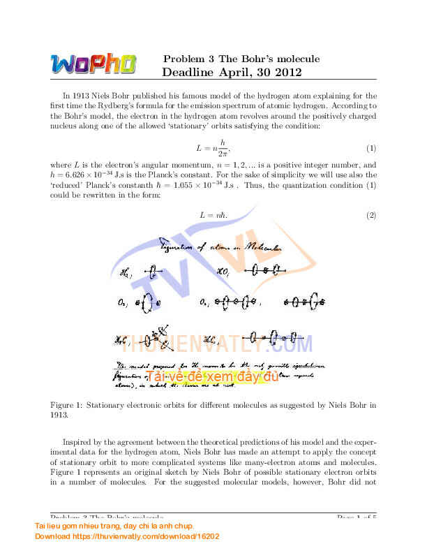 WoPhO 2012: Problem 3 The Bohr