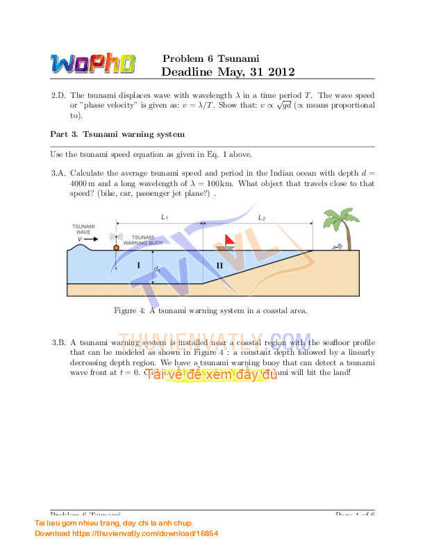 WophO Problem 6 Tsunami (Sóng thần) Deadline May, 31 2012