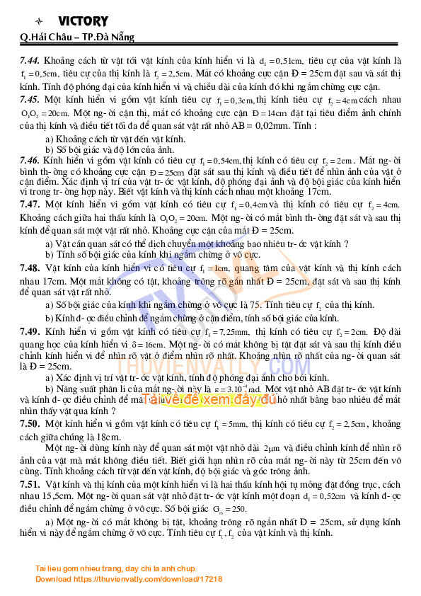 Lí Thuyết& Bài Tập Chương 6 7 Quang Học-Lop 11-NC-CB