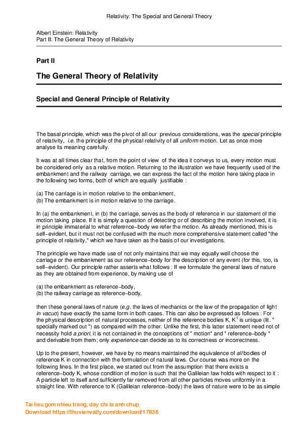 The theory of Relativity-Albert Einstein