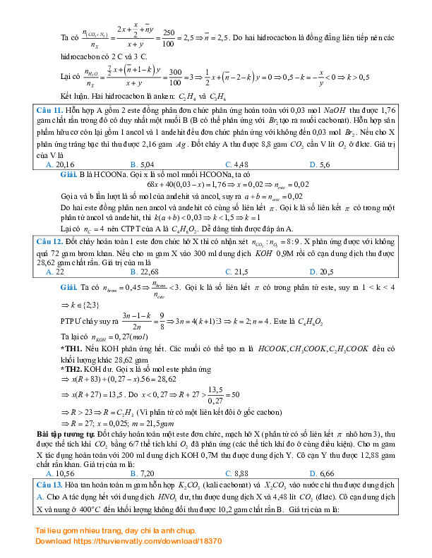 Biện luận trong giải toán Hóa học