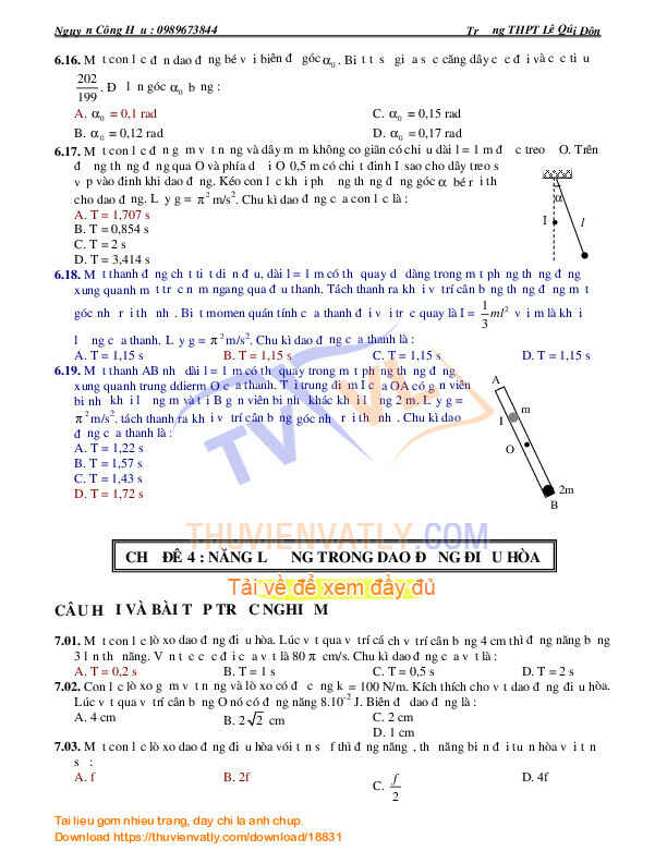 Trắc nghiệm vật lý 12 NC toàn tập - chương 2