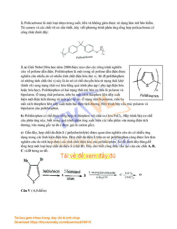 Đề thi hóa học quốc gia 2014 - (Ngày 1+2)