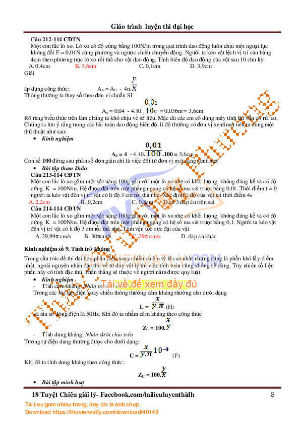 Những phương pháp giải trắc nghiệm vật lý (10&11&12)