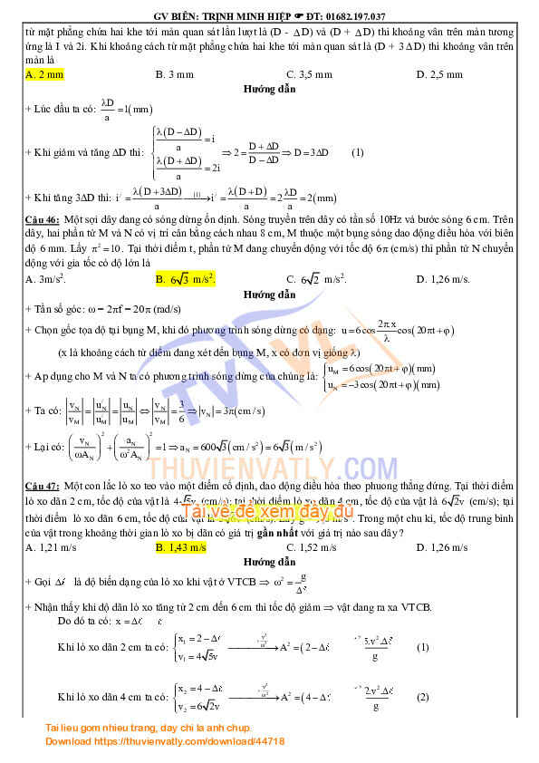 Giải chi tiết đề THPT QG 2016 môn Vật Lý - mã đề 648