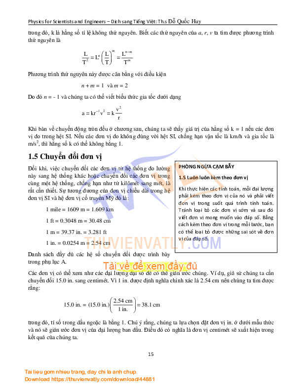 Bản dịch sang Tiếng Việt - Physics for Scientists and Engineers 1