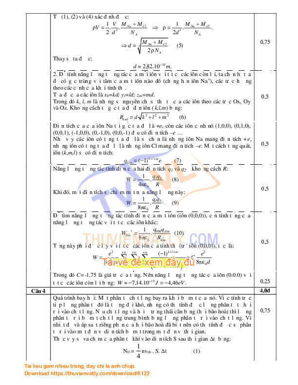 Đáp án đề thi HSG lớp 12 tỉnh Nghệ An 2009 - Đề 1