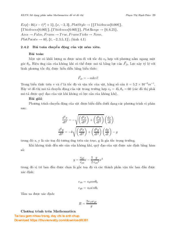 Hướng dẫn lập trình tính số và khảo sát đồ thị bằng ngôn ngữ Mathematica