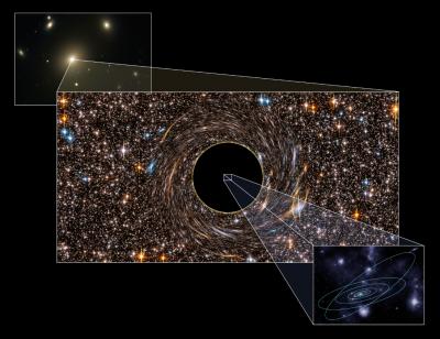 NGC 3842 (phía trên bên trái) là thiên hà sáng nhất trong một đám thiên hà đông đúc