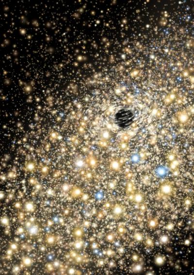 Ảnh minh họa những ngôi sao đang chuyển động trong vùng trung tâm của một thiên hà elip khổng lồ