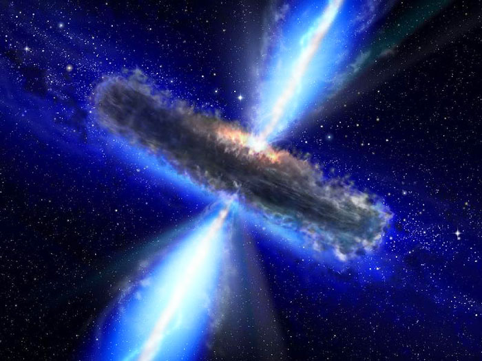 Ảnh minh họa một quasar với một lỗ đen siêu khối tại tâm của nó