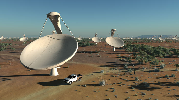 Ảnh minh họa các đĩa anten SKA. (Ảnh: SKA/TDP/DRAO/Swinburne Astronomy Productions)