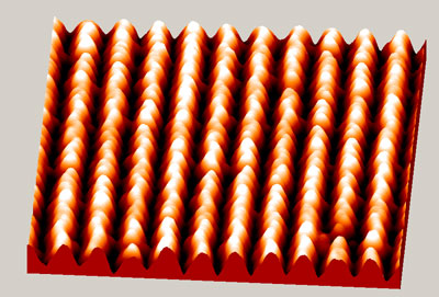 Ảnh chụp hiển vi lực nguyên tử (17 nm x 15 nm) cho thấy các dây nano trên một chất nền germanium