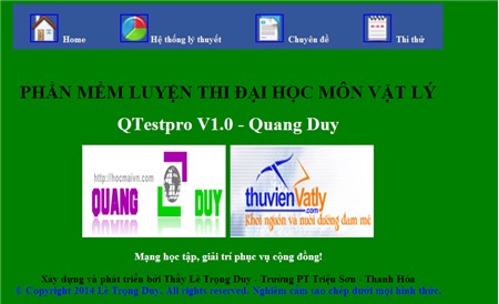 Qtespro – QuangDuy V1.0 - PM luyện thi ĐH của một giáo viên Vật Lý