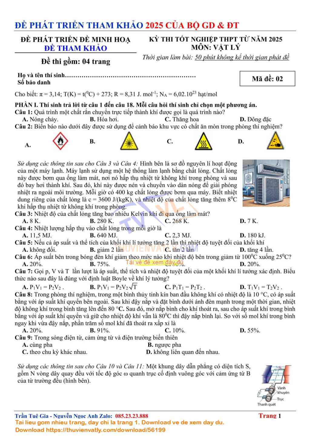 Đề phát triển Đề Minh hoạ Của Bộ Giáo dục và Đào tạo 2025 lần 2