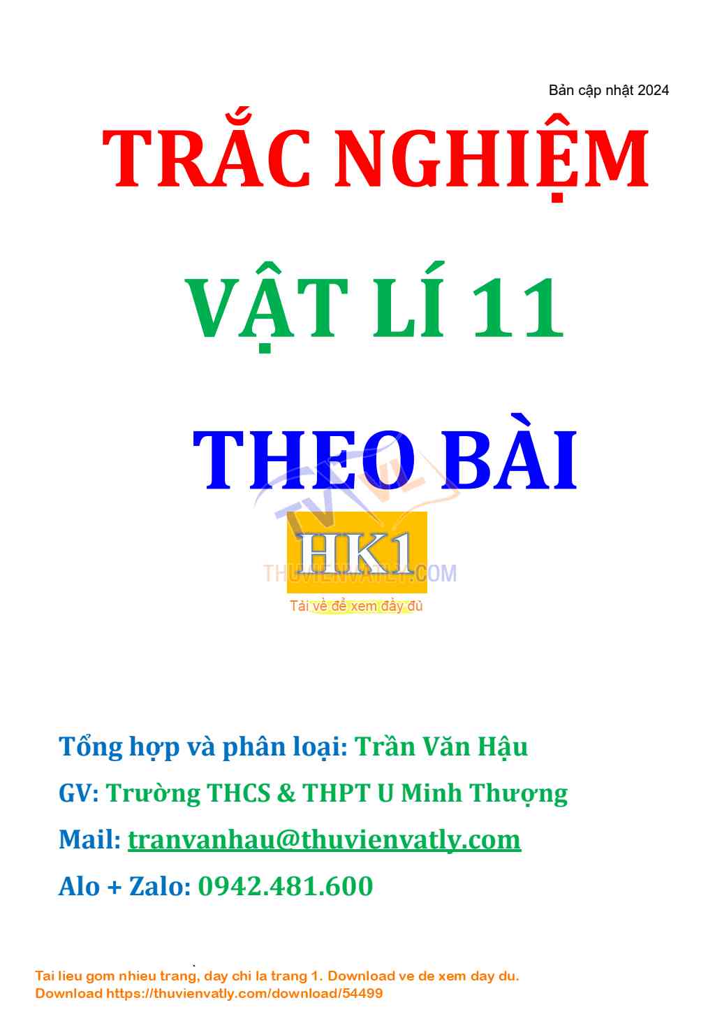 Trắc nghiệm theo bài VL11 - KNTT - Phiên bản cập nhật