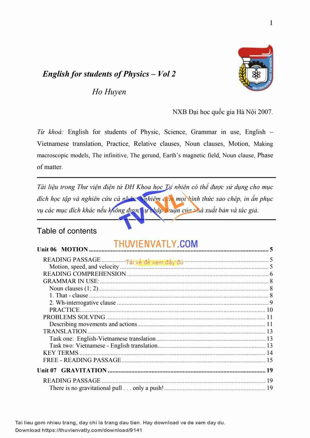 English for students of Physics – Vol 2