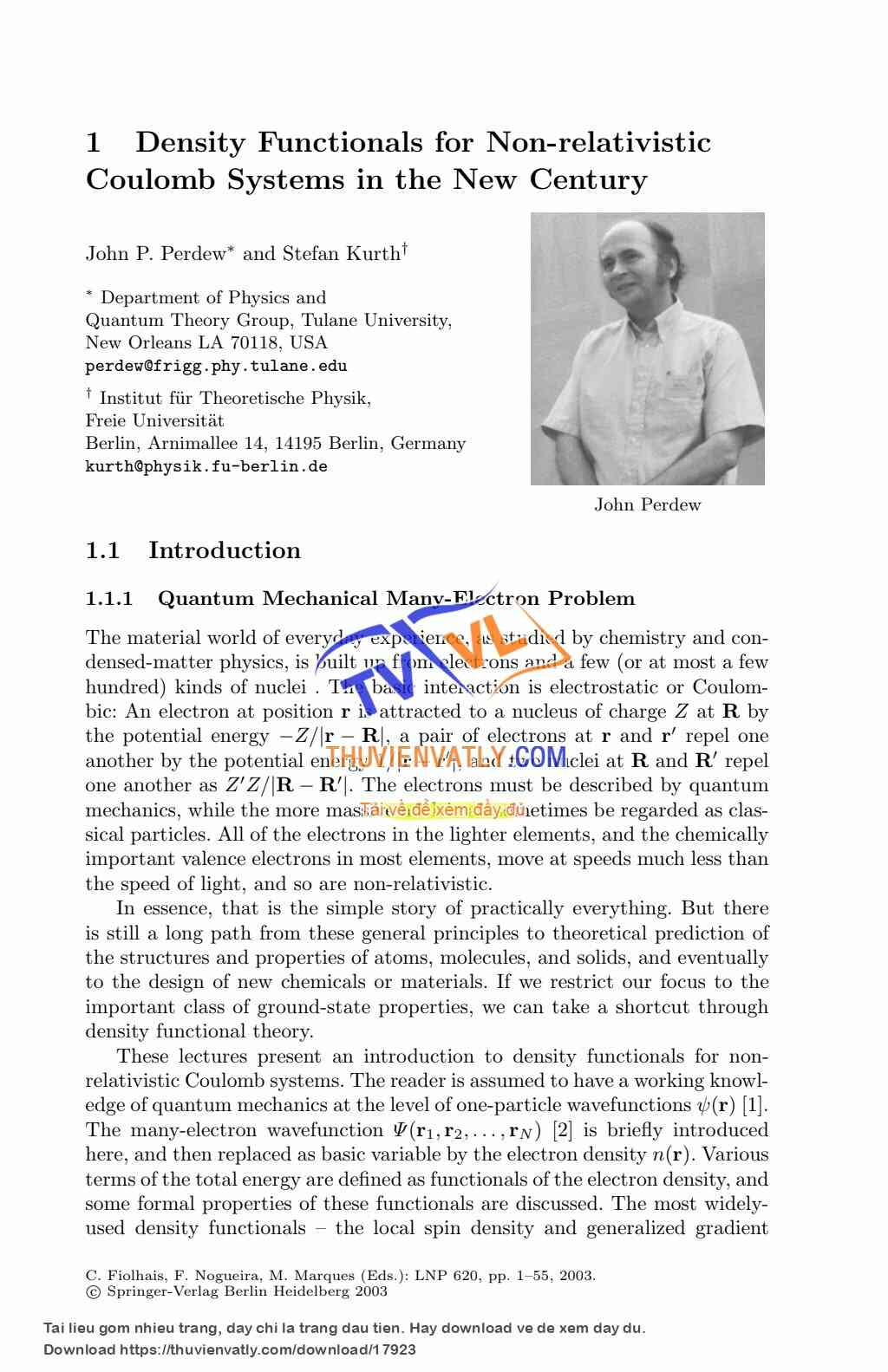 Density Functional Theory - Perdew.J.P 2003