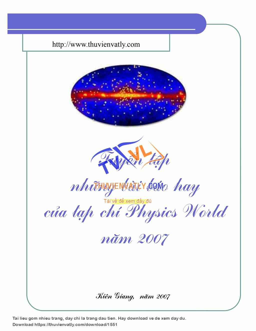 Tuyển tập những bài báo hay của tạp chí Physics World năm 2007 (hiepkhachquay)