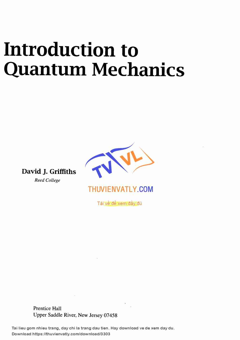 Introduction to Quantum Mechanics - David J. Griffiths