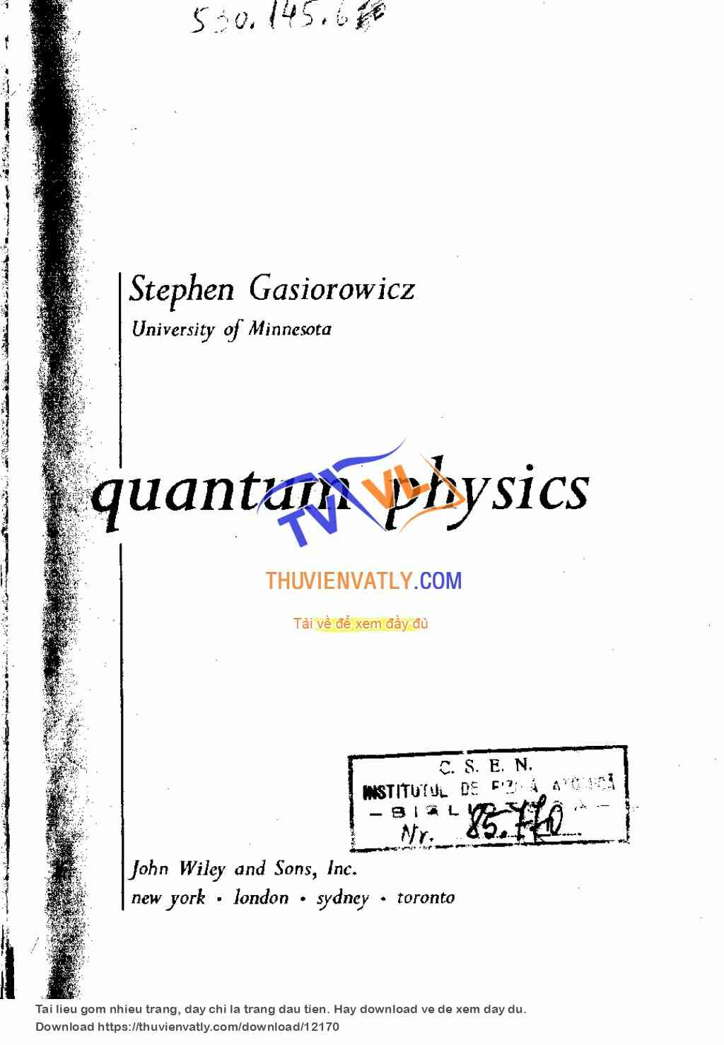 Quantum Physics - S. Gasiorowicz