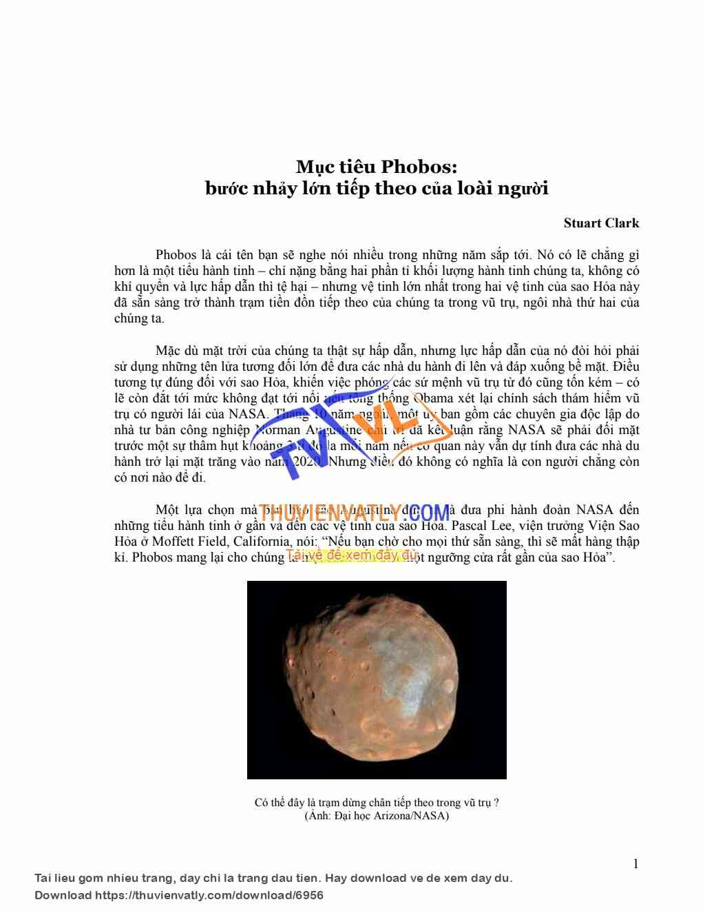 Mục tiêu Phobos: Điểm đến tiếp theo của nhân loại
