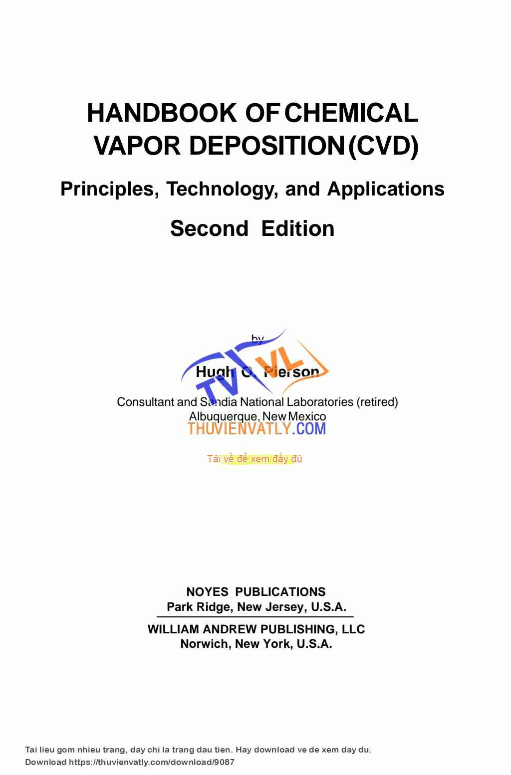 Handbook of Chemical vapor deposition