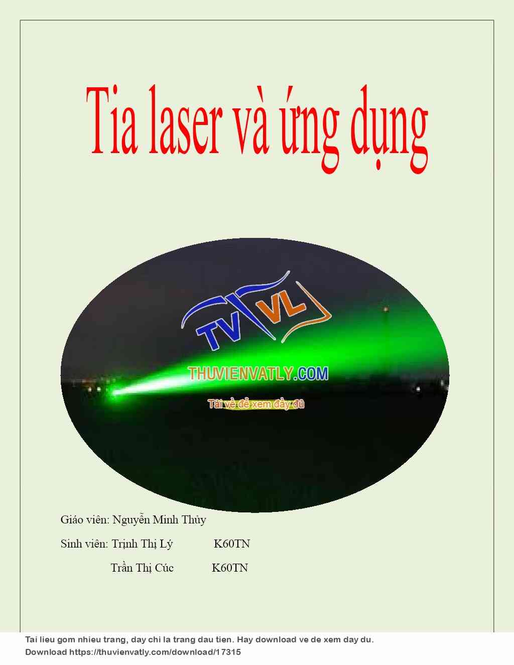 Tia laser và ứng dụng