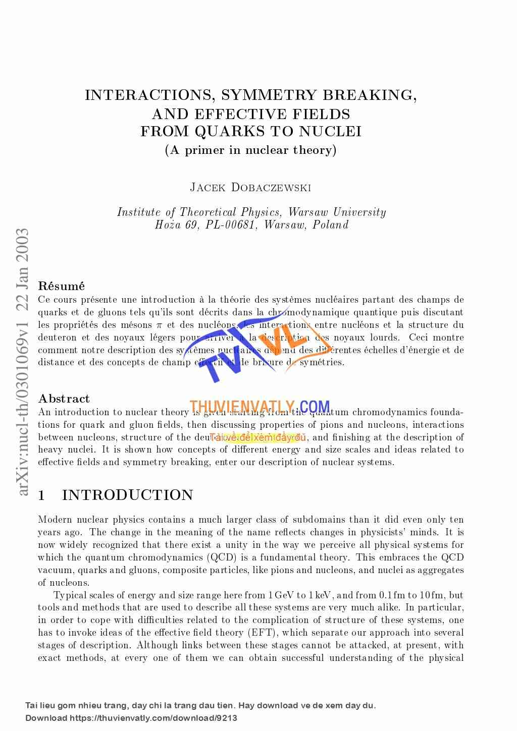 Interactions, Symmetry Breaking, and Effective Fields From Quark to Nuclei