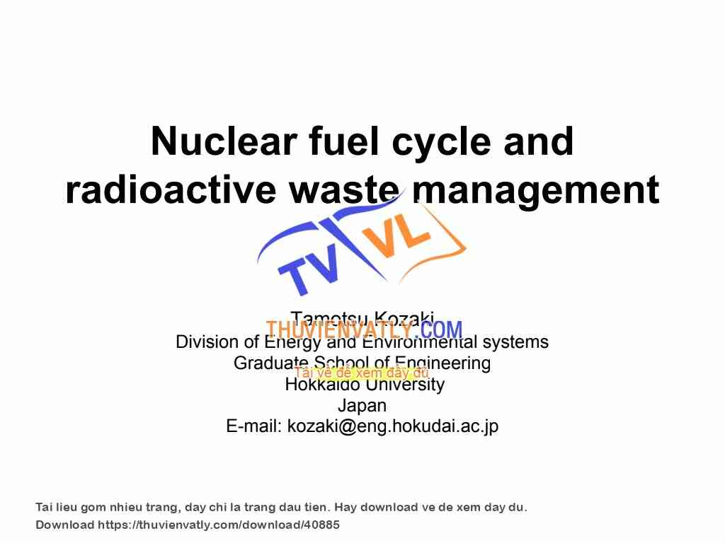 Chu trình nhiên liệu hạt nhân và Quản lý rác thải phóng xạ