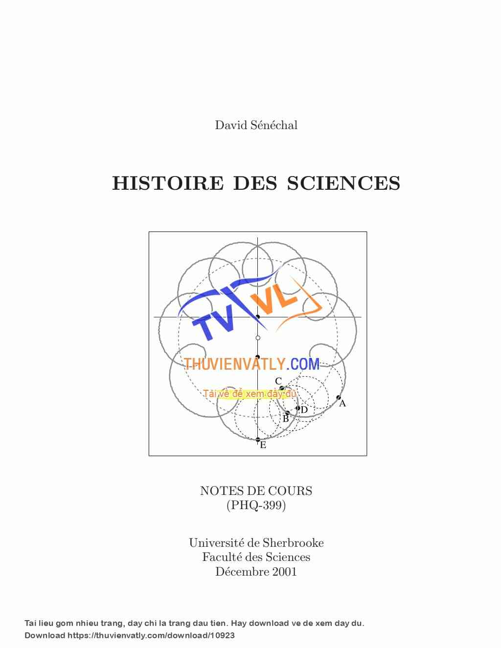 Lịch sử các khoa học (bằng tiếng Pháp)