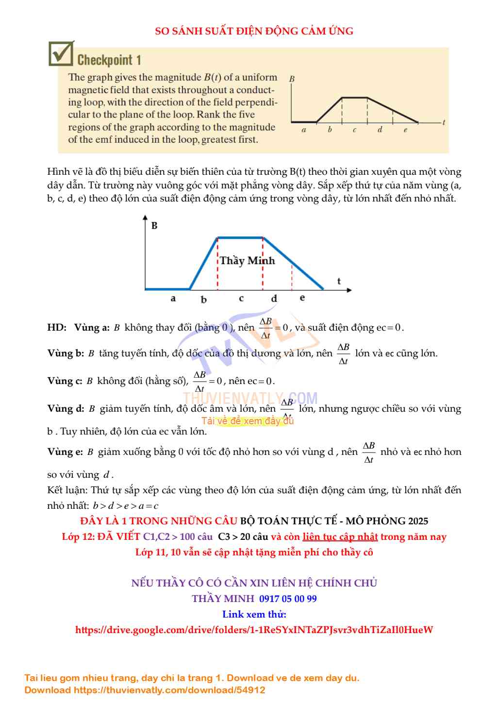 So sánh suất điện động cảm ứng