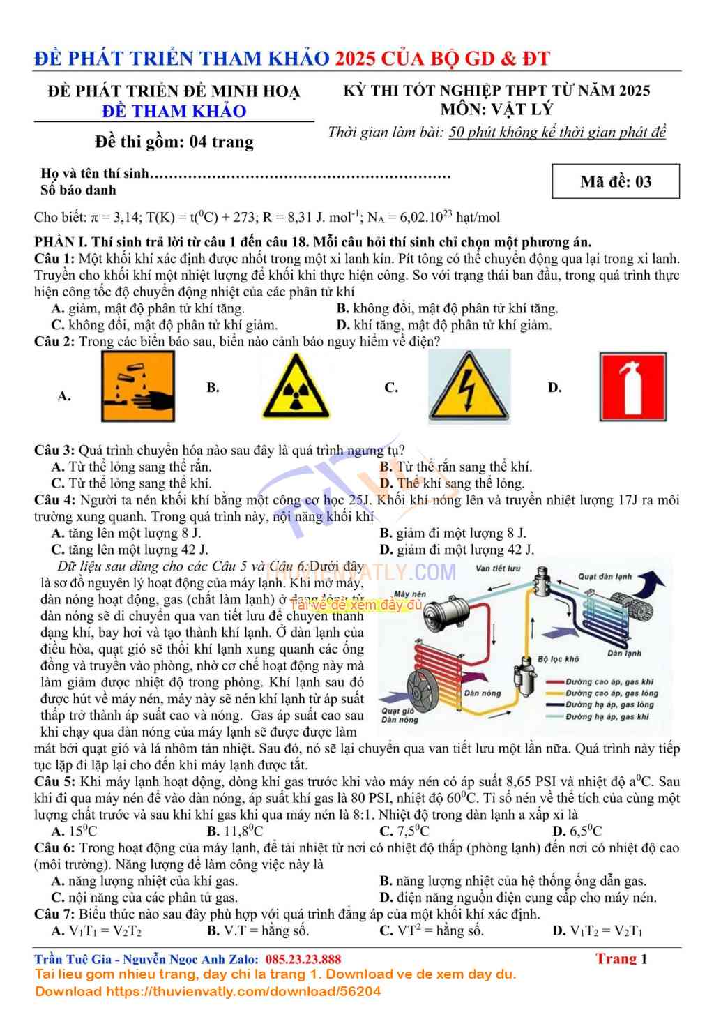 Đề phát triển Đề Minh hoạ Của Bộ Giáo dục và Đào tạo 2025 lần 3