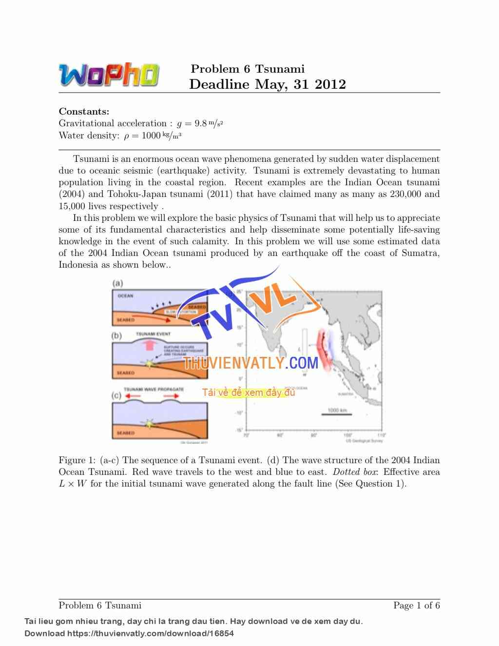 WophO Problem 6 Tsunami (Sóng thần) Deadline May, 31 2012