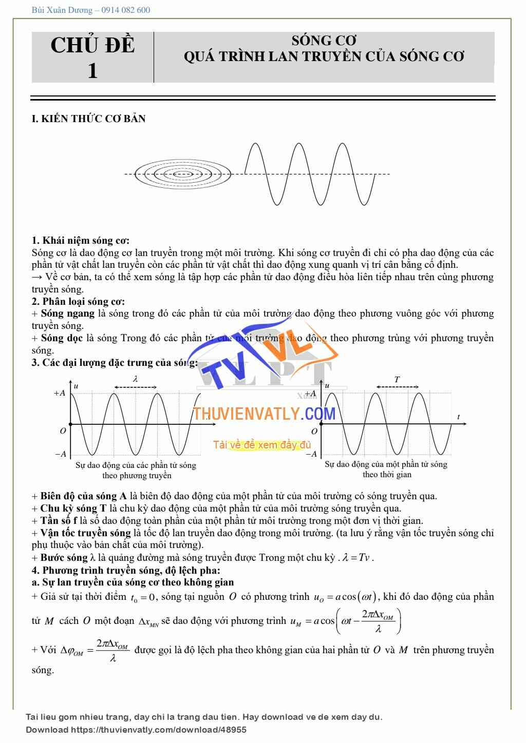 Sóng cơ và quá trình truyền sóng cơ