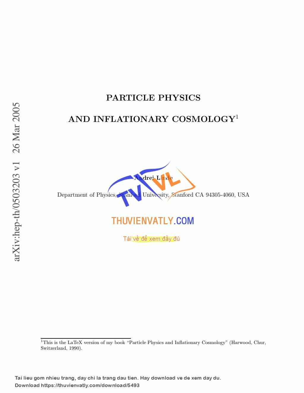 Particle Physics and Inflationary Cosmology - Linde