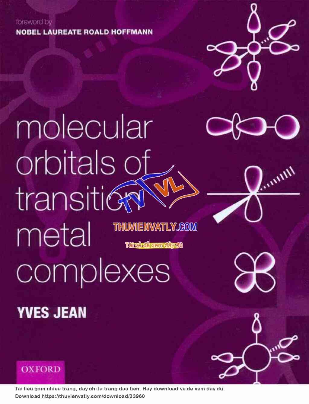 Molecular Orbitals o Transition Metal Complexes