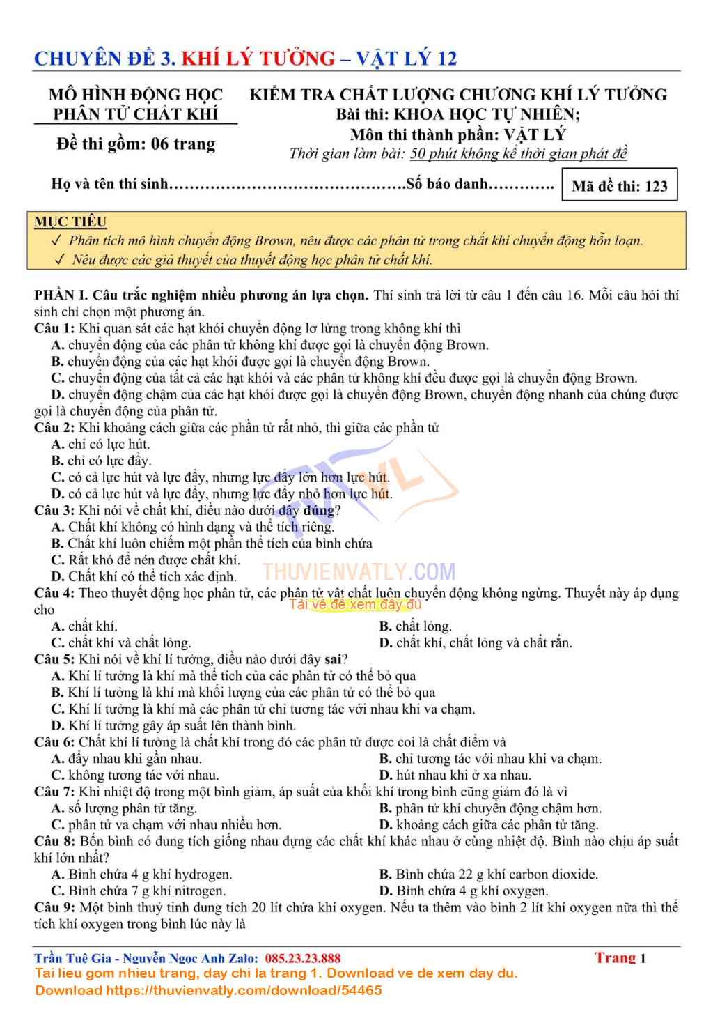 Kiểm tra Chất lượng Mô hình động học phân tử Chất khí - Chương 2. Khí lý tưởng - Vật lý 12 Kết nối Tri thức với Cuộc sống