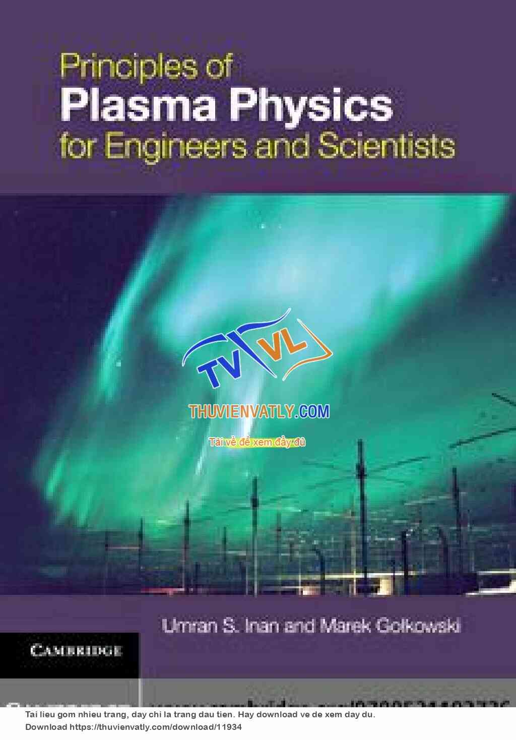 Principles of Plasma Physics for Engineers and Scientists (2011)