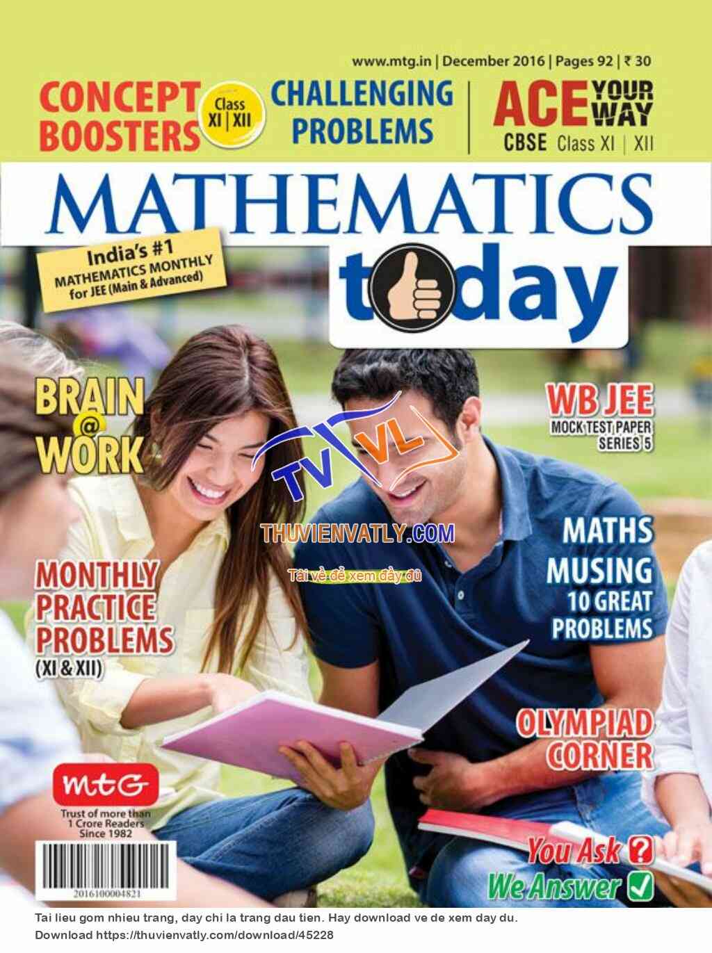 Tạp chí Mathematics Today tháng 12/2016