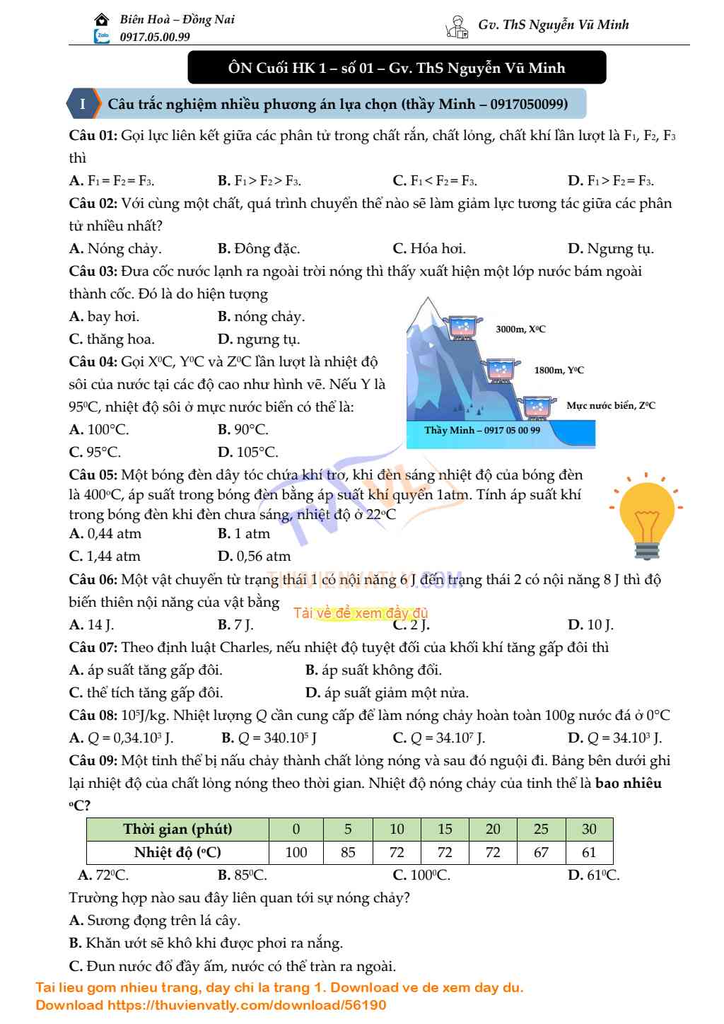 Đề ôn GCK1 Vật Lý 12 (CT mới)