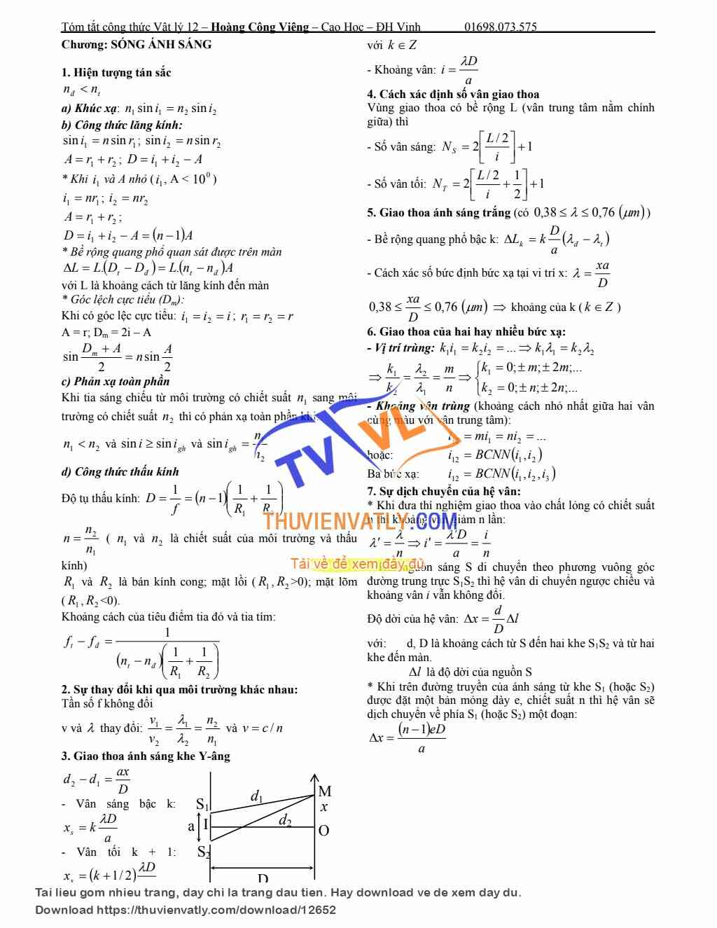 Tóm công thức vật lý 12 - p2