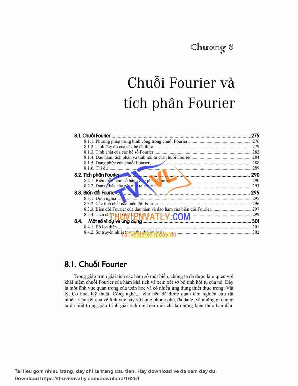 Chuỗi Fourier và tích phân Fourier