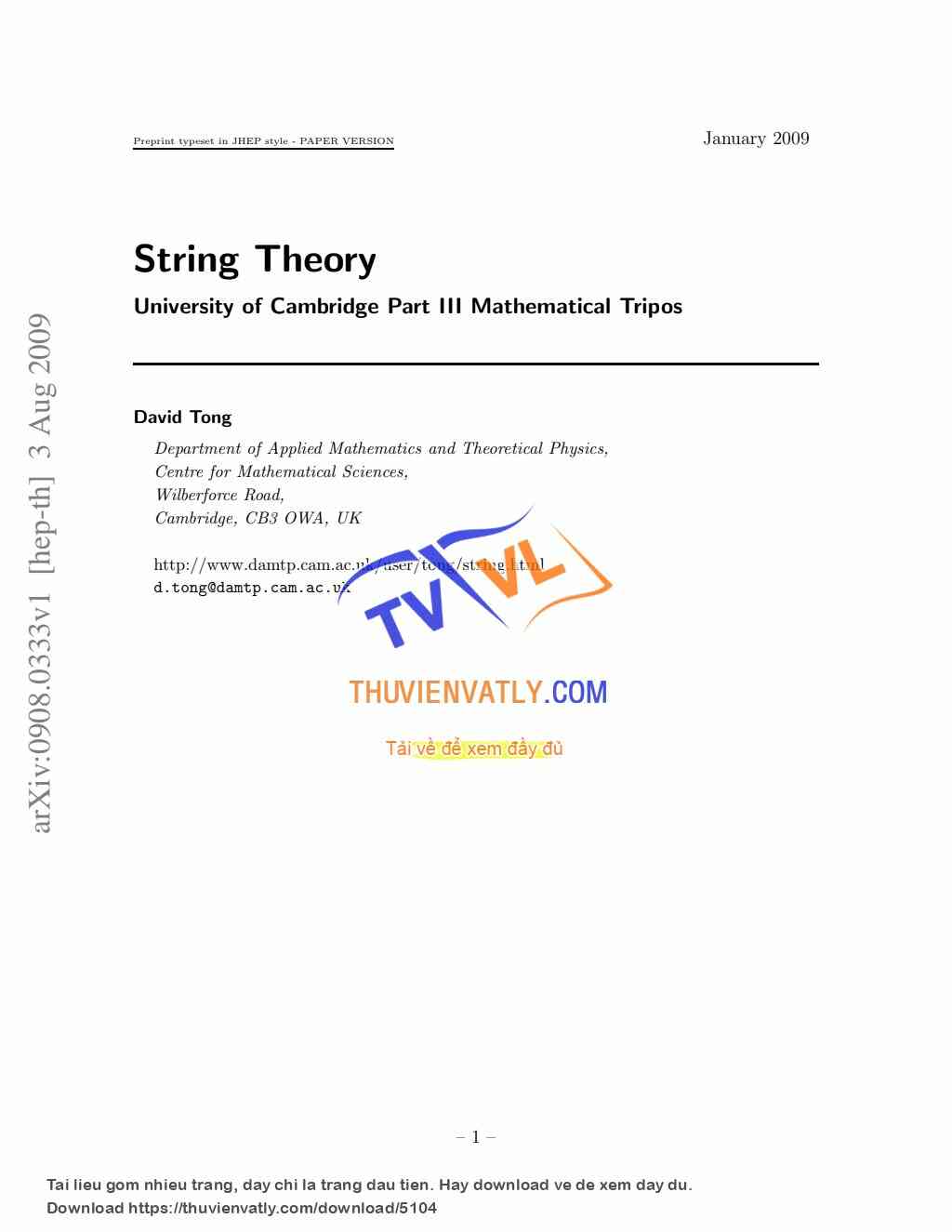 Lectures on String Theory