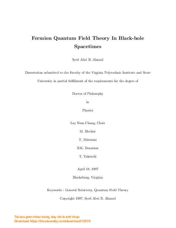 Fermion Quantum Field Theory In Black-hole Spacetimes